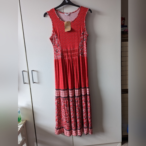 Red Cotton Traders Boho/Bohemian Dress Size 16 - Picture 2 of 15